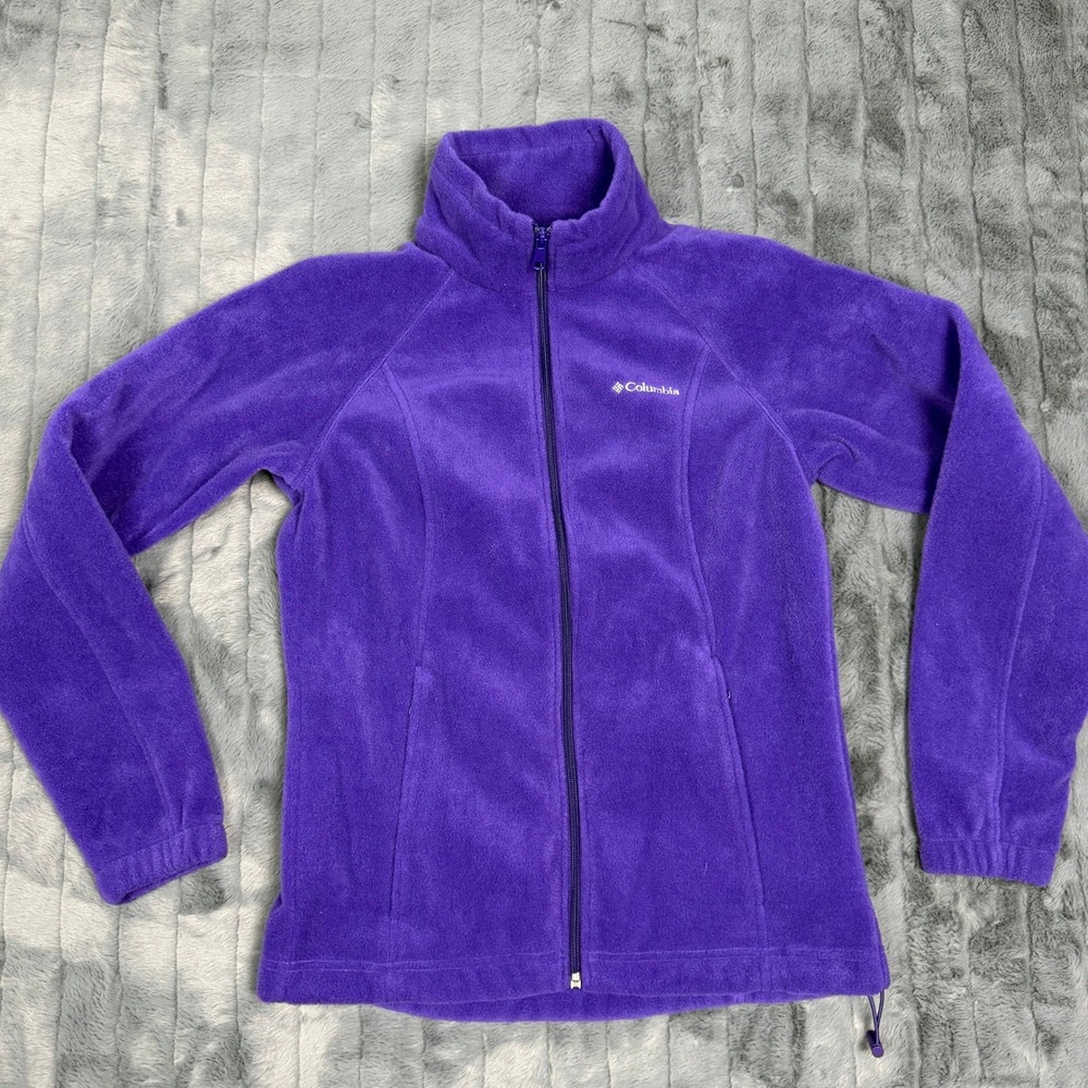 Columbia Benton Springs Purple Full Zip Fleece Jacket Womens Small Mock Neck